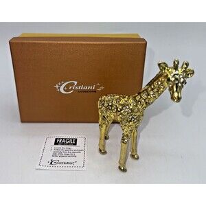 Jeweled Giraffe Trinket Box Cristiani Collezione Green Eyes Magnetic Hinge 4.75”